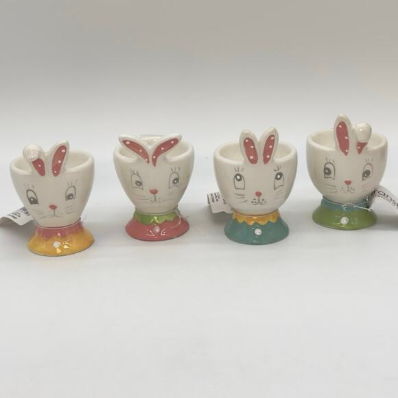 Johanna Parker Transpac Set of 4 Easter Bunny Egg Holder Cups New PLEASE READ - Picture 1 of 12